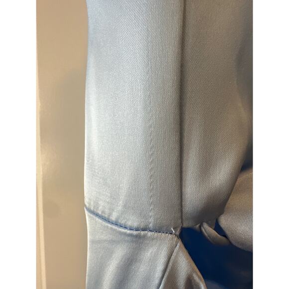 Mac Duggal Powder Blue Satin High Slit Gown Size 8 Evening Dress - Picture 12 of 15